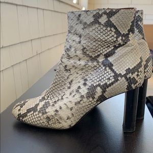 Joseph Mid-Heel Snakeskin Booties